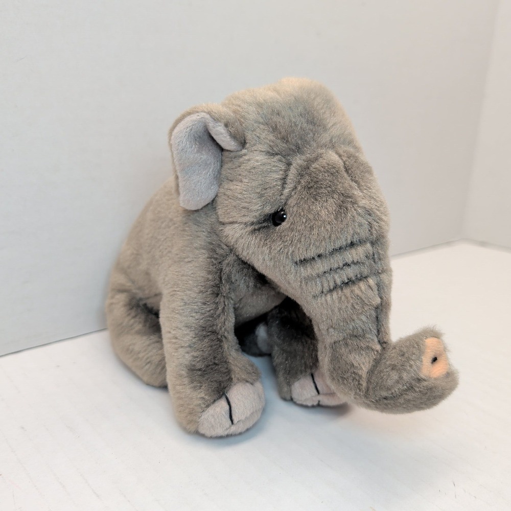 Wild Republic Elephant Plush Grey Stuffed Animal K&M International 8 Inch